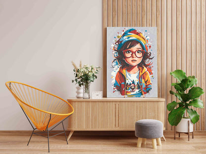 DIY Paint by numbers kit - Little girl with specs Paint by Numbers Kit