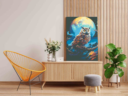 DIY Paint by numbers kit - Owl and Colorful Moon Paint by Numbers Kit