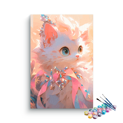 DIY Painting Kit -Royal pink kitten Paint by Numbers Kit