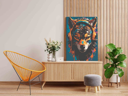 DIY Paint by numbers kit - Wolf listening music Paint by Numbers Kit