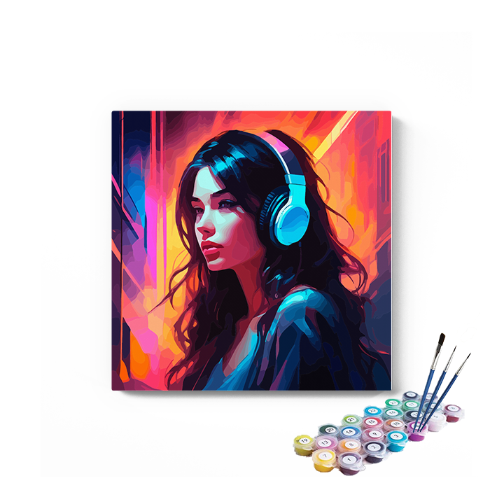 DIY Painting Kit -Anime Girl Listening Music Paint by Numbers Kit