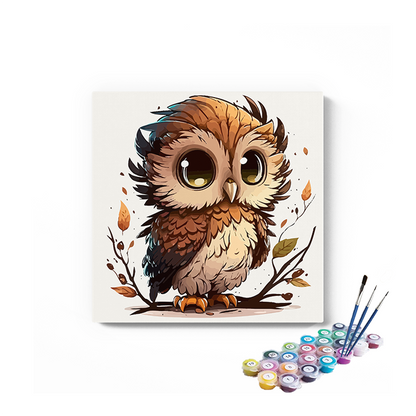 DIY Painting Kit -Baby owl Paint by Numbers Kit