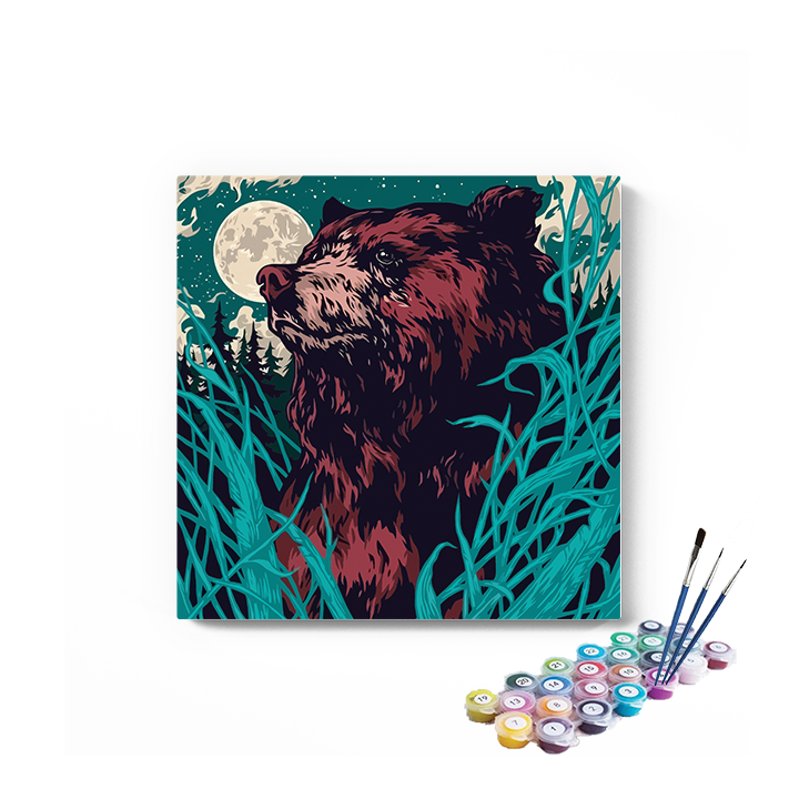 DIY Painting Kit -Bear in night Paint by Numbers Kit
