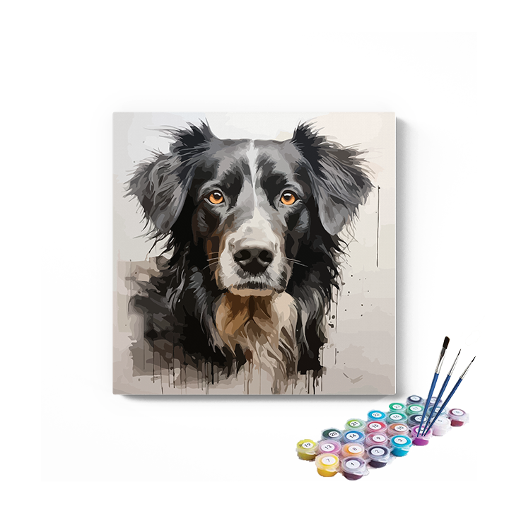 DIY Painting Kit -Black dog Painting Paint by Numbers Kit