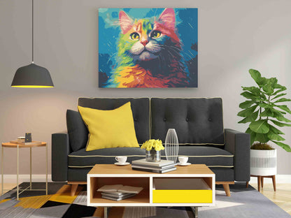 DIY Paint by numbers kit - Colorful Cat Abstract Paint by Numbers Kit