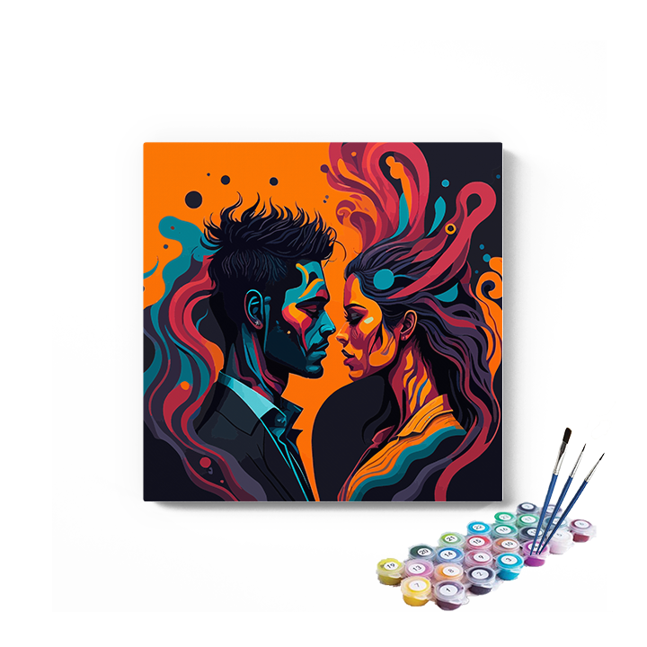 DIY Painting Kit -Colorful Couple Paint by Numbers Kit