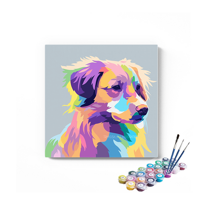 DIY Painting Kit -Colorful Innocent Dog Paint by Numbers Kit