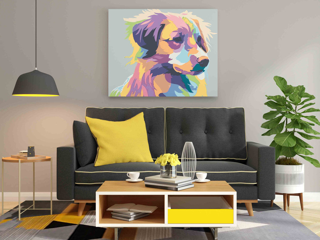 DIY Paint by numbers kit - Colorful Innocent Dog Paint by Numbers Kit