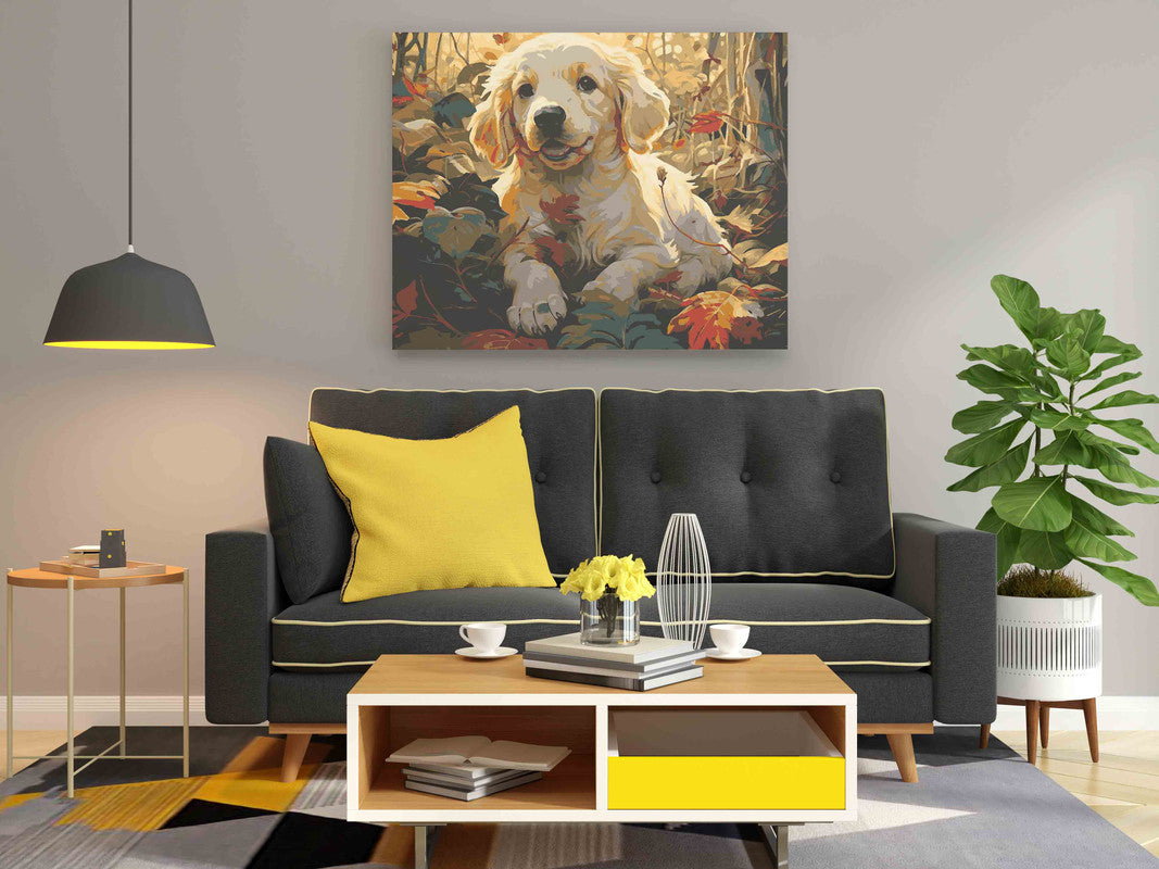 DIY Paint by numbers kit - Cute puppy sitting Paint by Numbers Kit