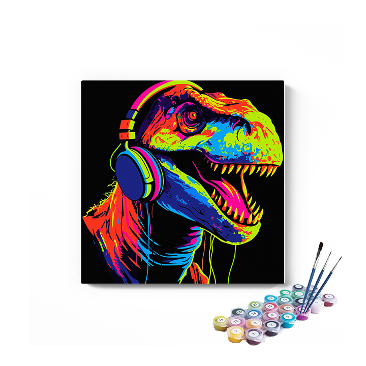 DIY Painting Kit -Dinosaur with Headphones Paint by Numbers Kit