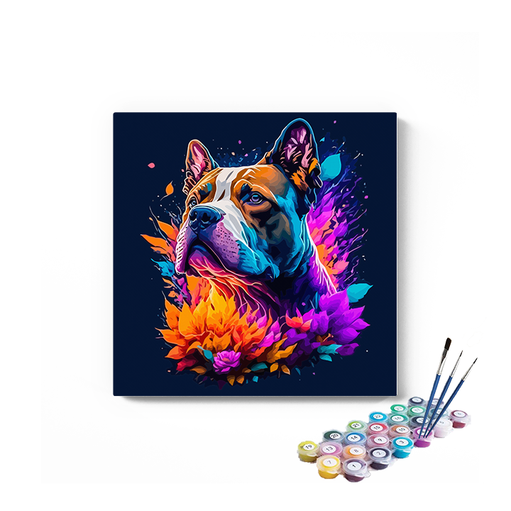 DIY Painting Kit -Dog Abstract Leafy Paint by Numbers Kit
