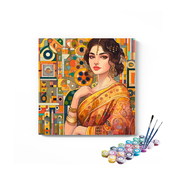 DIY Painting Kit -Indian Girl Portrait Paint by Numbers Kit