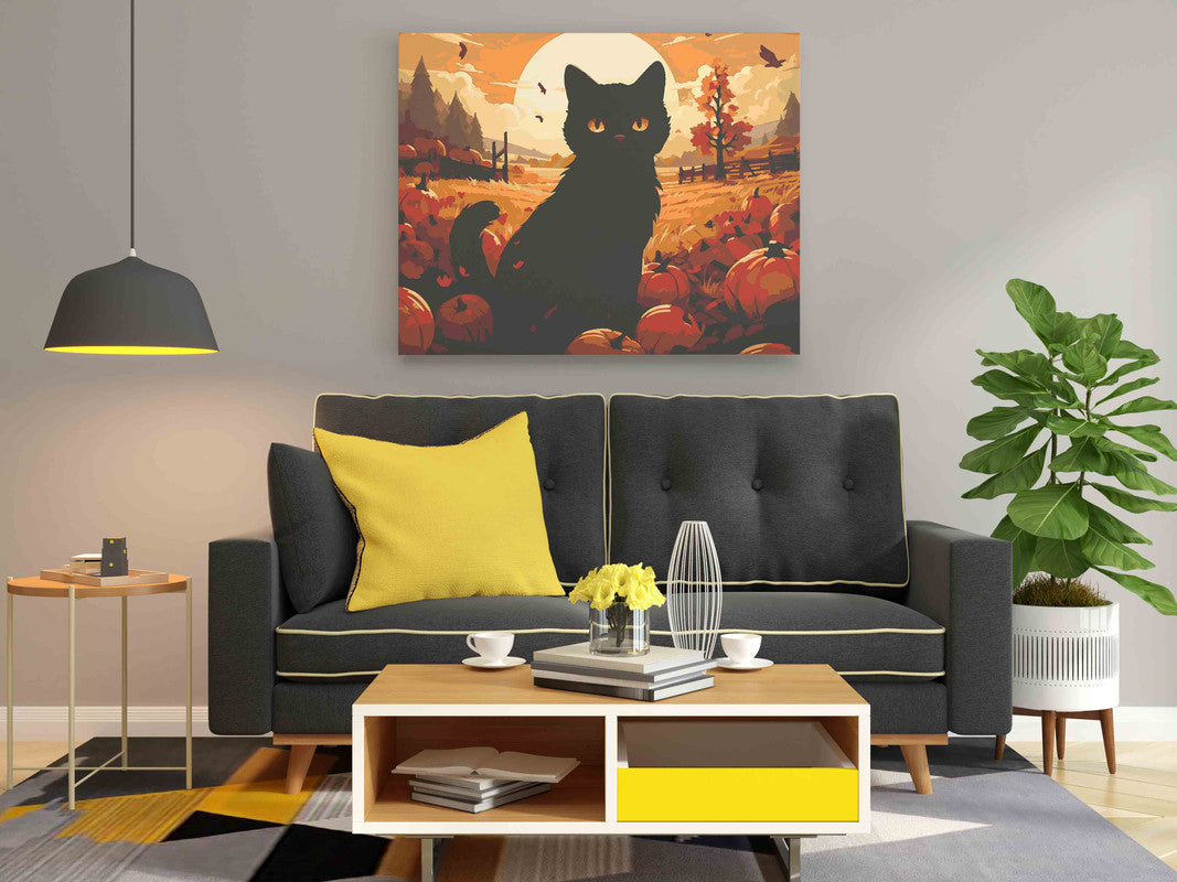 DIY Paint by numbers kit - Halloween Black Cat Paint by Numbers Kit