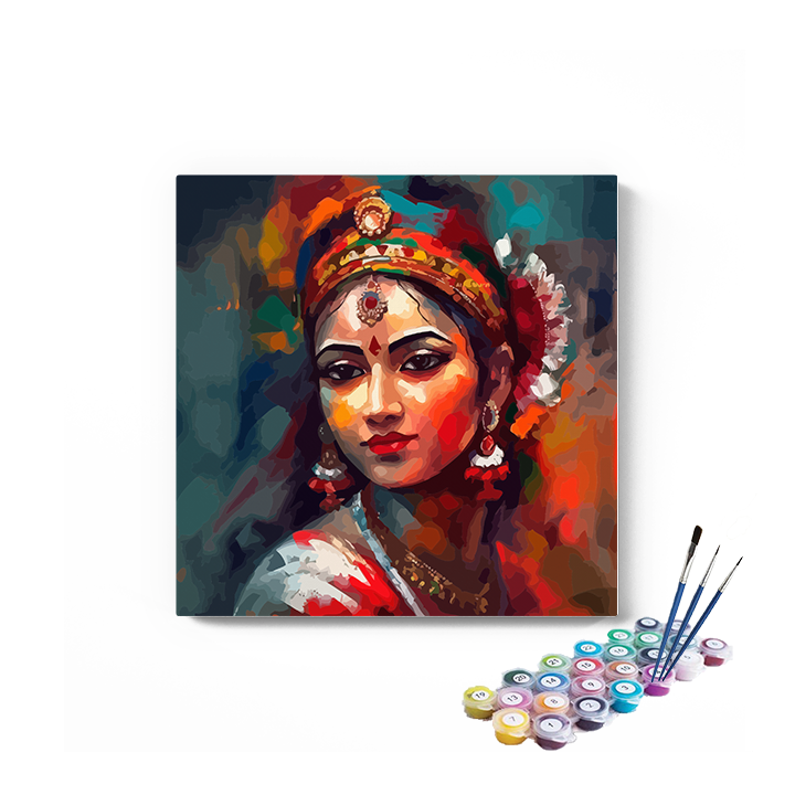 DIY Painting Kit -Holi celebrating Girl Paint by Numbers Kit