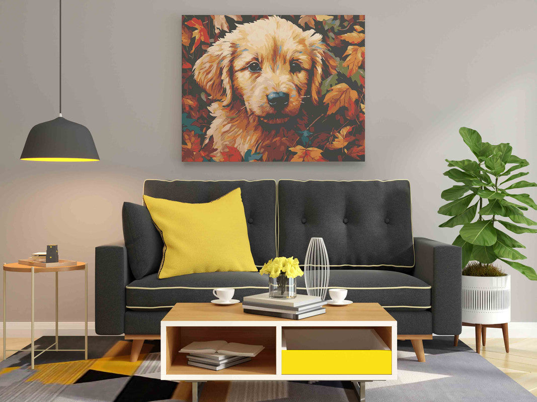 DIY Paint by numbers kit - Puppy sitting in grass Paint by Numbers Kit