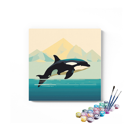 DIY Painting Kit -Fish Jumping in Sea Paint by Numbers Kit