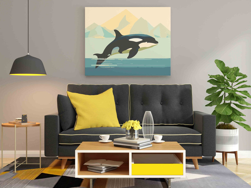 DIY Paint by numbers kit - Fish Jumping in Sea Paint by Numbers Kit