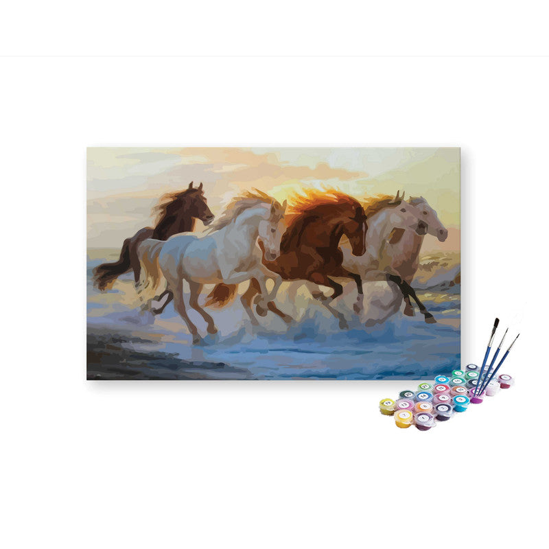 DIY Painting Kit -Running Horses at the Shore Paint by Numbers Kit