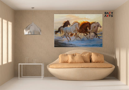 DIY Paint by numbers kit - Running Horses at the Shore Paint by Numbers Kit