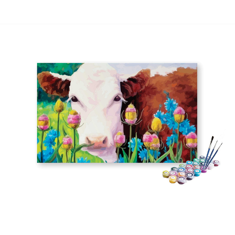 DIY Painting Kit -Colorful Cow in Meadow Paint by Numbers Kit