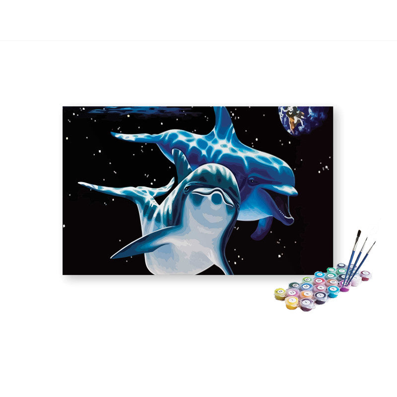 DIY Painting Kit -Cosmic Dolphins Paint by Numbers Kit