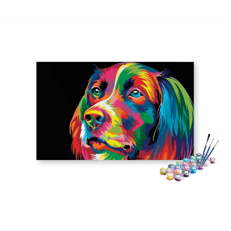 DIY Painting Kit -Vibrant Rainbow Dog Paint by Numbers Kit