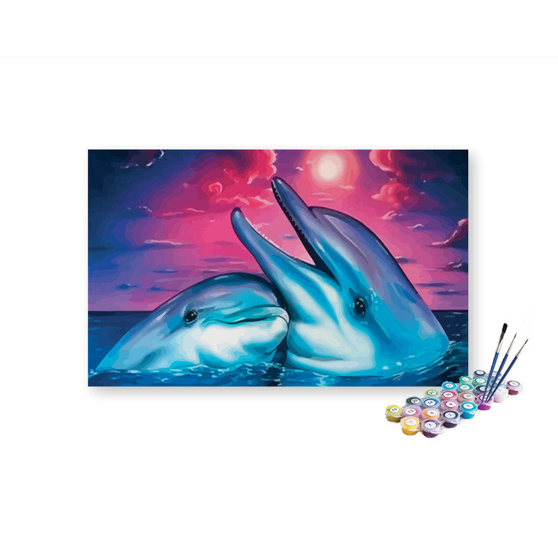 DIY Painting Kit -Romantic Dolphin Duo Paint by Numbers Kit