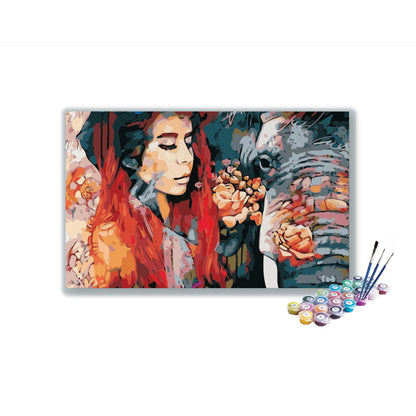 DIY Painting Kit -Woman with Elephant Paint by Number Kit