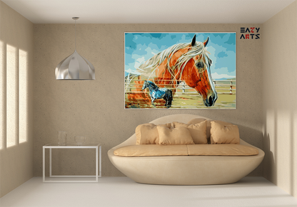DIY Paint by numbers kit - Graceful Horses in Pasture Paint by Number Kit