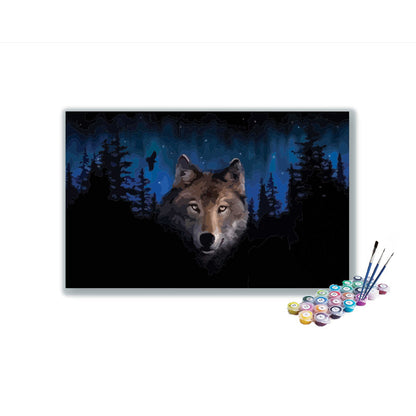 DIY Painting Kit -Nightly Vigil A Wolf Paint-by-Number Kit