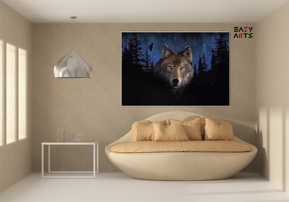 DIY Paint by numbers kit - Nightly Vigil A Wolf Paint-by-Number Kit