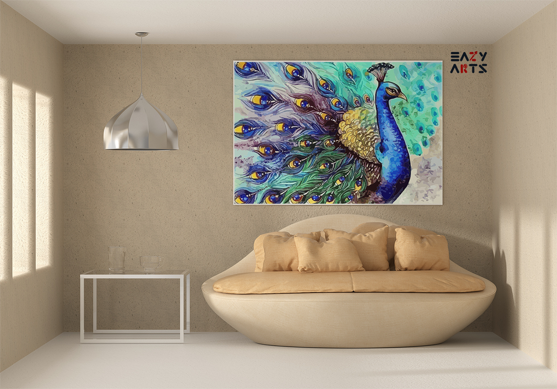 DIY Paint by numbers kit - Peacock in Bloom Paint by Numbers Kit