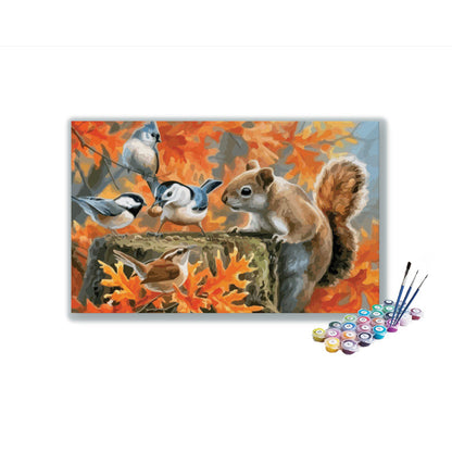 DIY Painting Kit -Autumnal Harmony A Squirrel and Bird Paint-by-Number Kit
