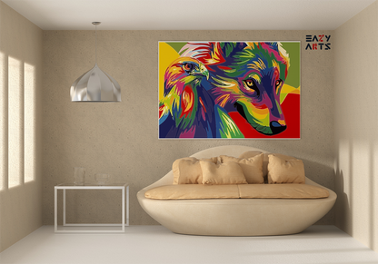 DIY Paint by numbers kit - Vibrant Spirit: Wolf and Eagle Abstract Paint by Number Kit
