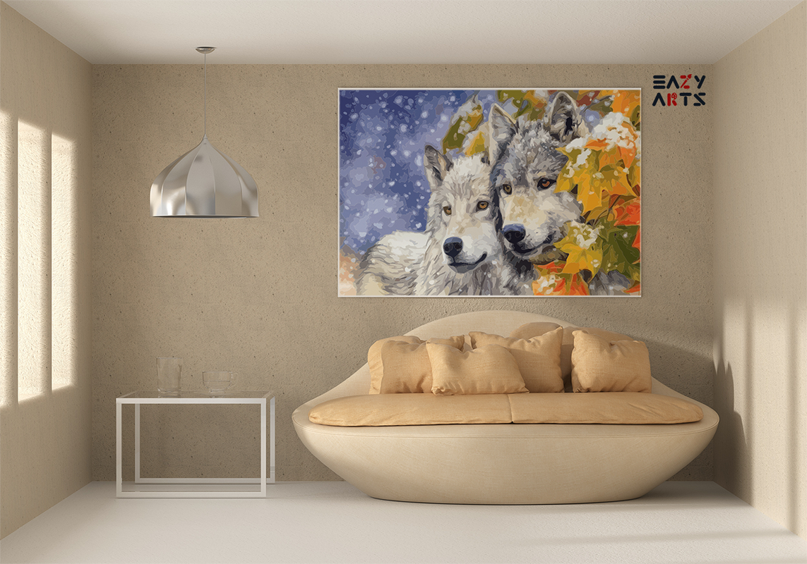 DIY Paint by numbers kit - Winter Wolves: Tranquil Companionship Paint by Number Kit