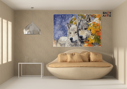 DIY Paint by numbers kit - Winter Wolves: Tranquil Companionship Paint by Number Kit