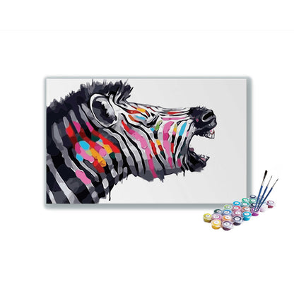 DIY Painting Kit -Roaring Colors: Zebra Expression Paint by Number Kit