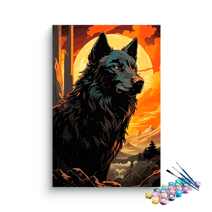 DIY Painting Kit -Guardian of the Twilight: Wolf at Dusk Paint by Number Kit
