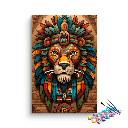 DIY Painting Kit -Regal Warrior: Tribal Lion Paint by Number Kit
