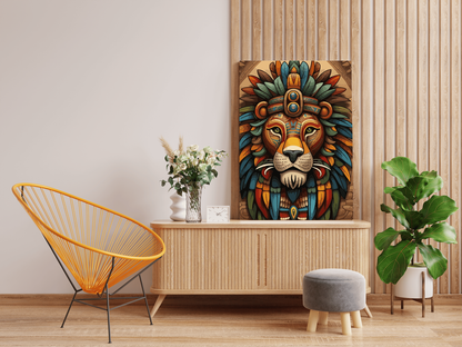 DIY Paint by numbers kit - Regal Warrior: Tribal Lion Paint by Number Kit