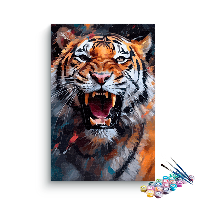 DIY Painting Kit -Roar of the Wild: Fierce Tiger Paint by Number Kit