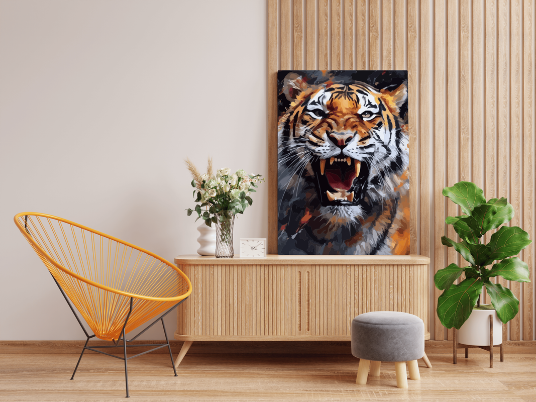 DIY Paint by numbers kit - Roar of the Wild: Fierce Tiger Paint by Number Kit