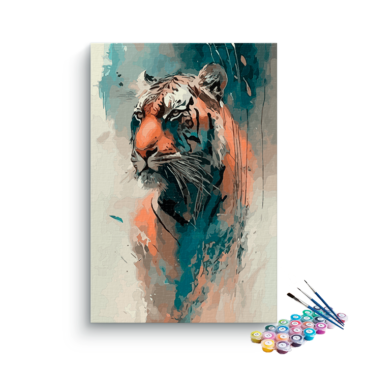 DIY Painting Kit -Serene Strength: Abstract Tiger Portrait Paint by Number Kit