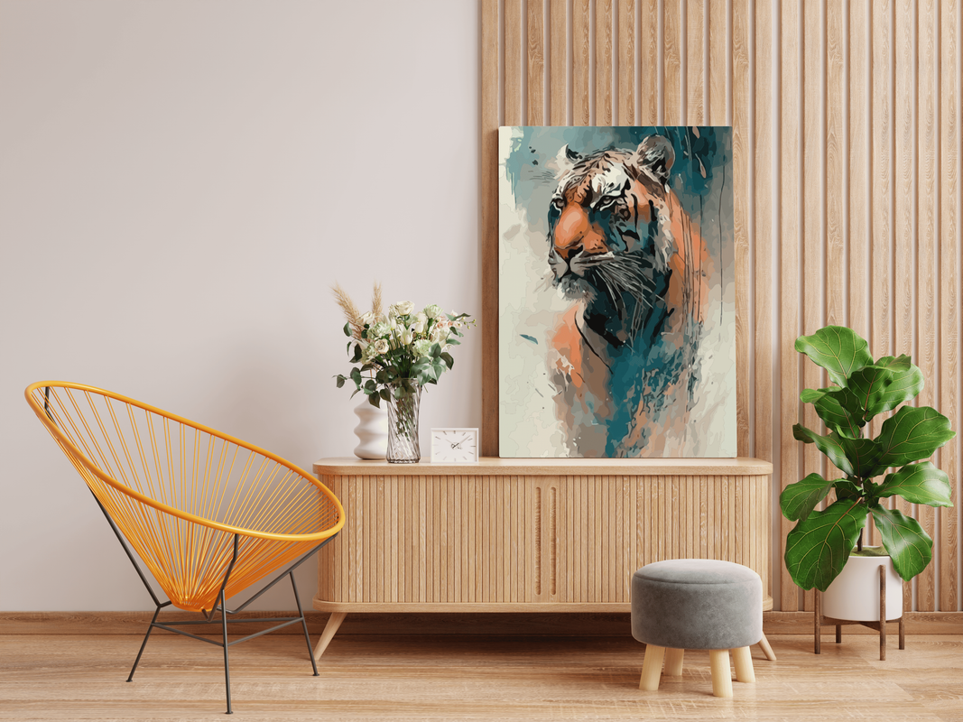 DIY Paint by numbers kit - Serene Strength: Abstract Tiger Portrait Paint by Number Kit