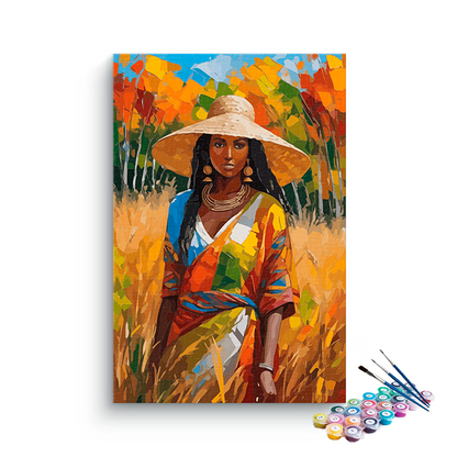 DIY Painting Kit -Radiant Elegance: Woman in Autumn Paint by Number Kit