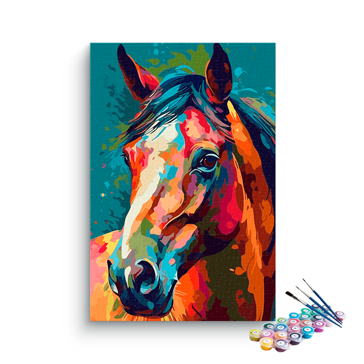 DIY Painting Kit -Colorful Spirit: Abstract Horse Portrait Paint by Number Kit