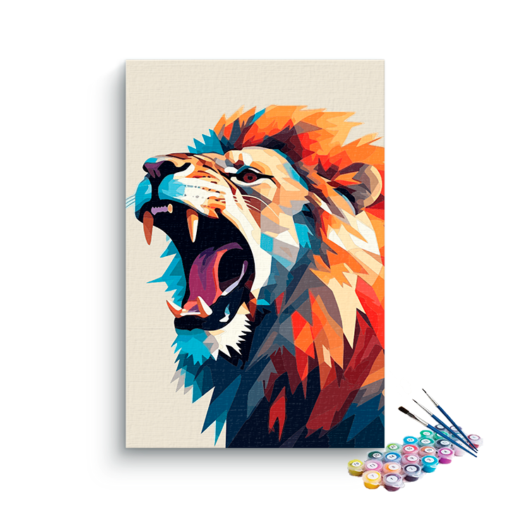 DIY Painting Kit -Abstract Roaring Lion Paint by Number Kit