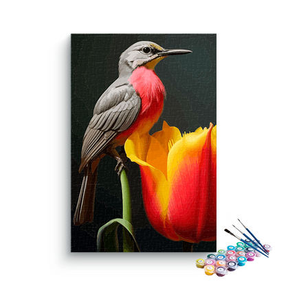 DIY Painting Kit -Exquisite Bird with Tulip Paint by Number Kit