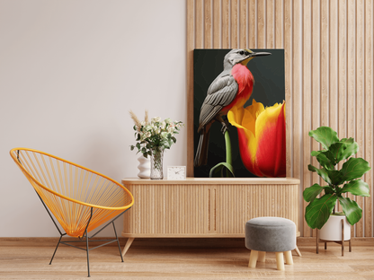DIY Paint by numbers kit - Exquisite Bird with Tulip Paint by Number Kit