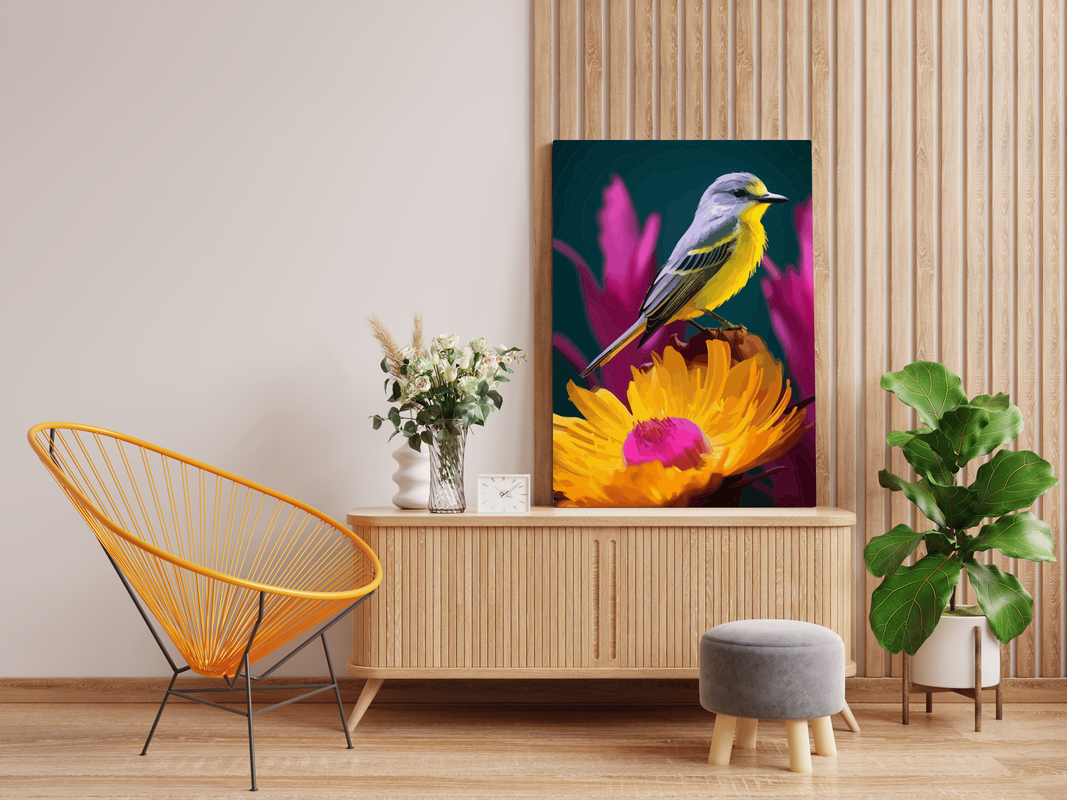 DIY Paint by numbers kit - Vibrant Bird and Flower Paint by Number Kit